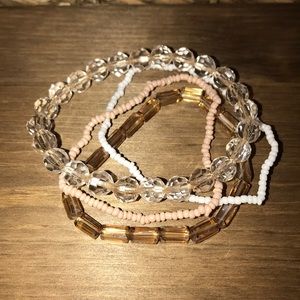 Pink/blush/white bracelet set